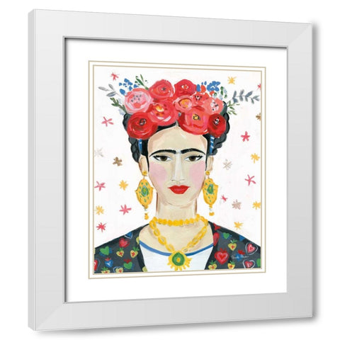 Homage to Frida Bright White Modern Wood Framed Art Print with Double Matting by Zaman, Farida