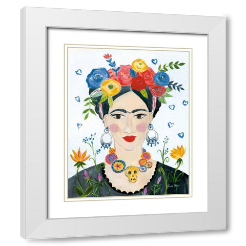 Homage to Frida II Bright White Modern Wood Framed Art Print with Double Matting by Zaman, Farida