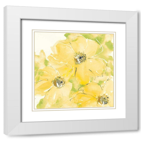 Sunshine Cosmos I v2 White Modern Wood Framed Art Print with Double Matting by Paschke, Chris