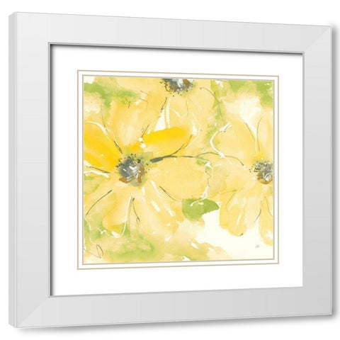Sunshine Cosmos II v2 White Modern Wood Framed Art Print with Double Matting by Paschke, Chris