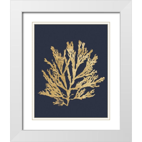 Pacific Sea Mosses I Indigo White Modern Wood Framed Art Print with Double Matting by Wild Apple Portfolio