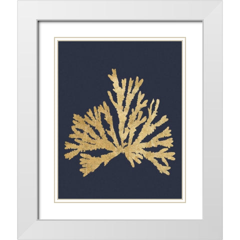 Pacific Sea Mosses IV Indigo White Modern Wood Framed Art Print with Double Matting by Wild Apple Portfolio