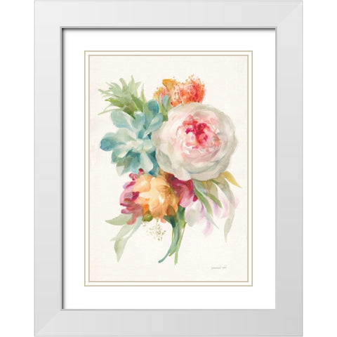 Garden Bouquet I v2 White Modern Wood Framed Art Print with Double Matting by Nai, Danhui