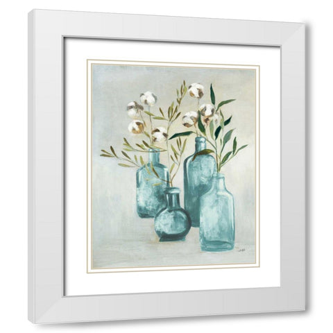 Cotton Still Life II Blue White Modern Wood Framed Art Print with Double Matting by Purinton, Julia