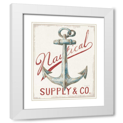 Floursack Nautical V Red White Modern Wood Framed Art Print with Double Matting by Nai, Danhui