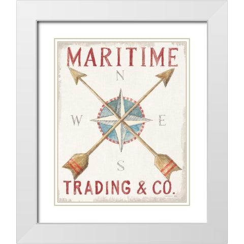 Floursack Nautical VI Red White Modern Wood Framed Art Print with Double Matting by Nai, Danhui