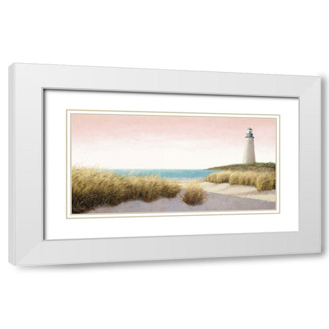 Lighthouse by the Sea Blush White Modern Wood Framed Art Print with Double Matting by Wiens, James