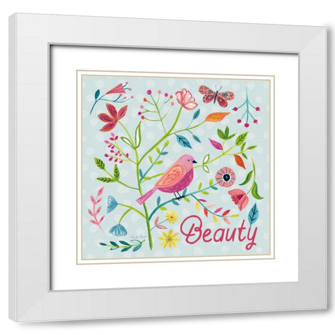 Budding Beauty III Light Blue White Modern Wood Framed Art Print with Double Matting by Zaman, Farida