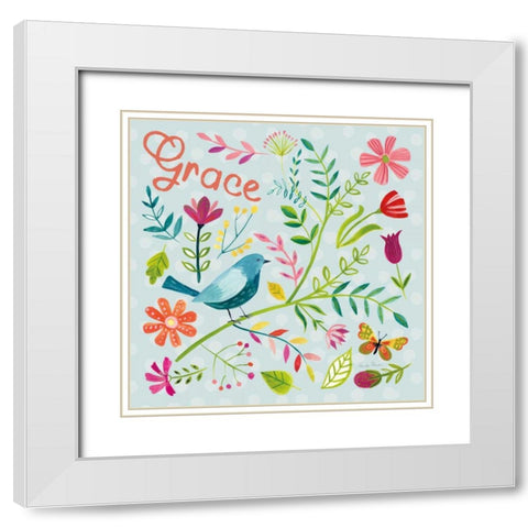 Budding Beauty IV Light Blue White Modern Wood Framed Art Print with Double Matting by Zaman, Farida