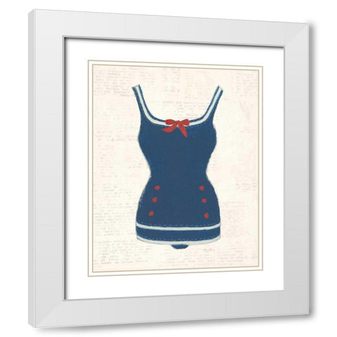 Retro Swimwear I Newsprint White Modern Wood Framed Art Print with Double Matting by Adams, Emily