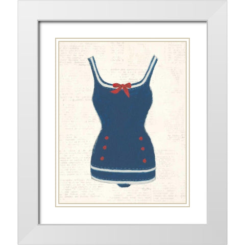 Retro Swimwear I Newsprint White Modern Wood Framed Art Print with Double Matting by Adams, Emily