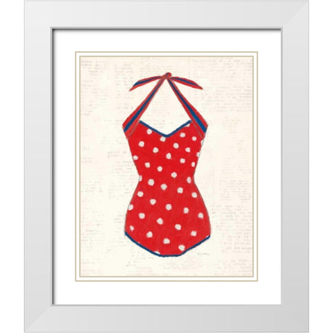 Retro Swimwear II Newsprint White Modern Wood Framed Art Print with Double Matting by Adams, Emily