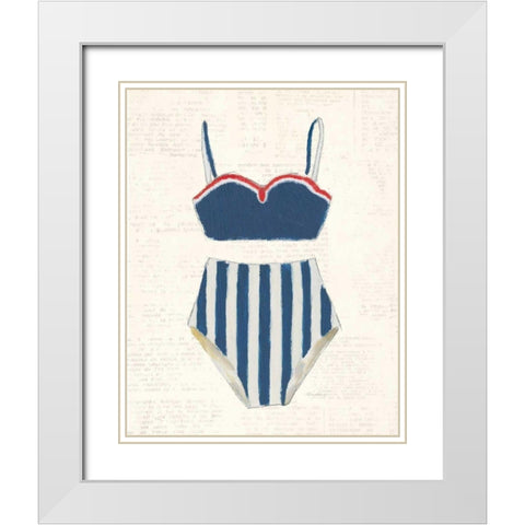 Retro Swimwear III Newsprint White Modern Wood Framed Art Print with Double Matting by Adams, Emily