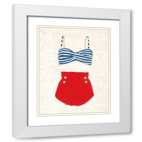 Retro Swimwear IV Newsprint White Modern Wood Framed Art Print with Double Matting by Adams, Emily