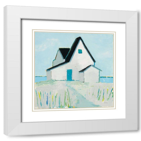 Cottage by the Sea Neutral White Modern Wood Framed Art Print with Double Matting by Adams, Phyllis