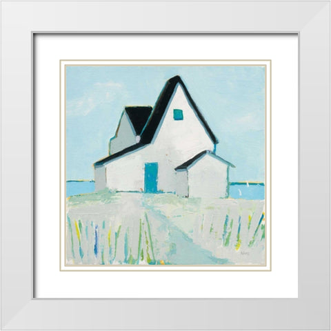 Cottage by the Sea Neutral White Modern Wood Framed Art Print with Double Matting by Adams, Phyllis
