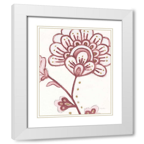 Flora Chinoiserie III Pink White Modern Wood Framed Art Print with Double Matting by Adams, Emily