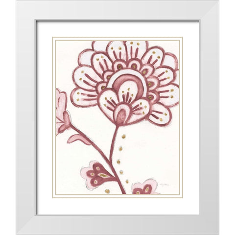 Flora Chinoiserie III Pink White Modern Wood Framed Art Print with Double Matting by Adams, Emily