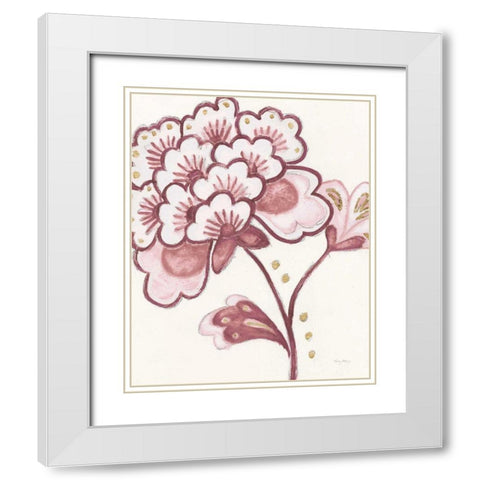 Flora Chinoiserie IV Pink White Modern Wood Framed Art Print with Double Matting by Adams, Emily