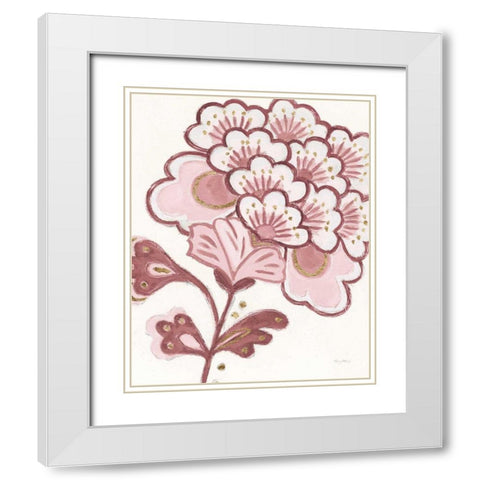 Flora Chinoiserie V Pink White Modern Wood Framed Art Print with Double Matting by Adams, Emily