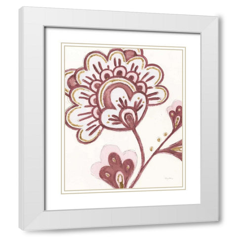 Flora Chinoiserie VI Pink White Modern Wood Framed Art Print with Double Matting by Adams, Emily