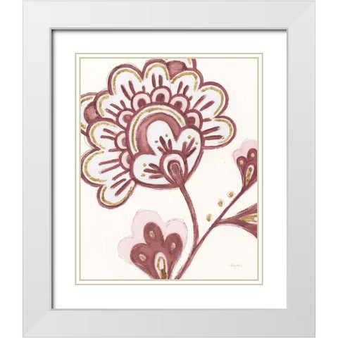 Flora Chinoiserie VI Pink White Modern Wood Framed Art Print with Double Matting by Adams, Emily