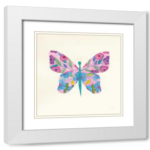 Butterfly Garden II White Modern Wood Framed Art Print with Double Matting by Prahl, Courtney