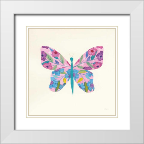Butterfly Garden II White Modern Wood Framed Art Print with Double Matting by Prahl, Courtney