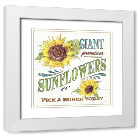 Sunflower Fields IV White Modern Wood Framed Art Print with Double Matting by Tavoletti, Anne