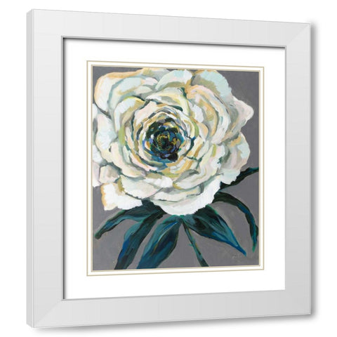 Rose White Modern Wood Framed Art Print with Double Matting by Vertentes, Jeanette