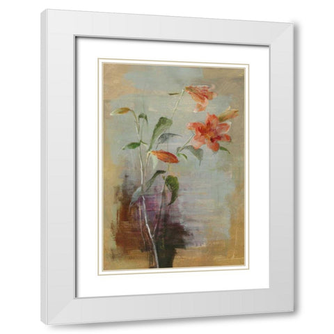 Contemporary Lilies I Crop White Modern Wood Framed Art Print with Double Matting by Nai, Danhui