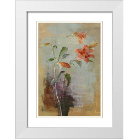 Contemporary Lilies I Crop White Modern Wood Framed Art Print with Double Matting by Nai, Danhui