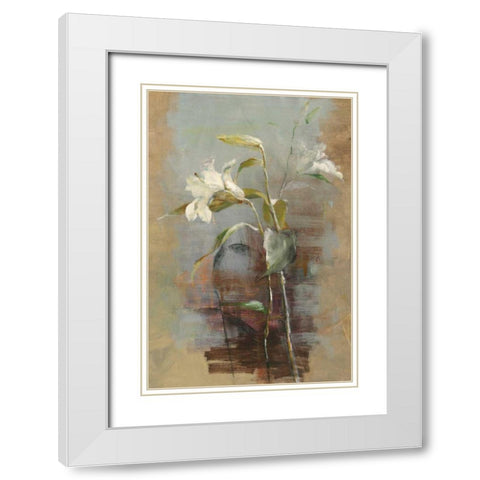 Contemporary LIlies II White Modern Wood Framed Art Print with Double Matting by Nai, Danhui