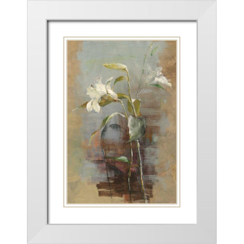 Contemporary LIlies II White Modern Wood Framed Art Print with Double Matting by Nai, Danhui