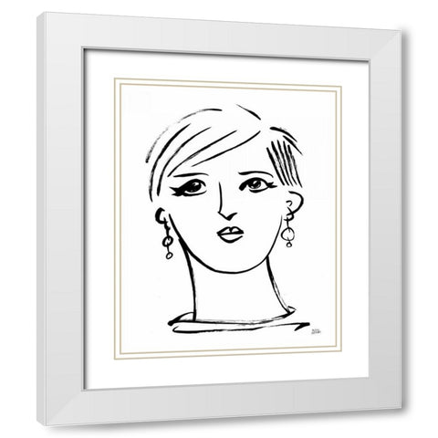 Making Faces II White Modern Wood Framed Art Print with Double Matting by Averinos, Melissa