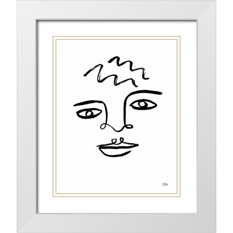 Making Faces IV White Modern Wood Framed Art Print with Double Matting by Averinos, Melissa