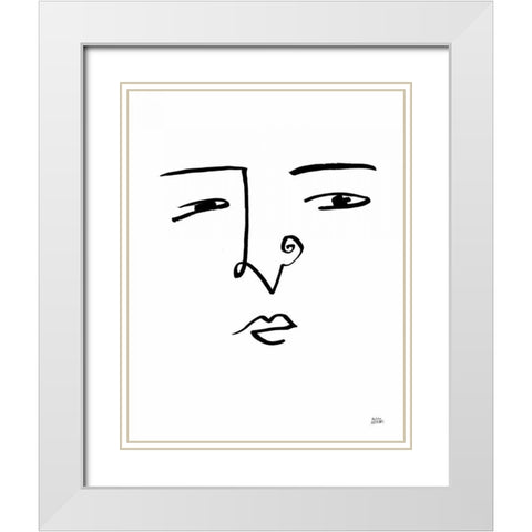 Making Faces VII White Modern Wood Framed Art Print with Double Matting by Averinos, Melissa