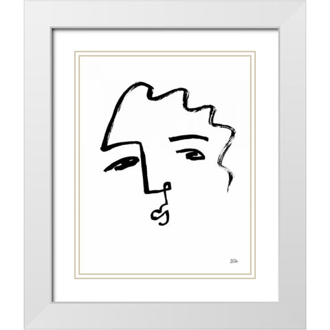 Making Faces IX White Modern Wood Framed Art Print with Double Matting by Averinos, Melissa