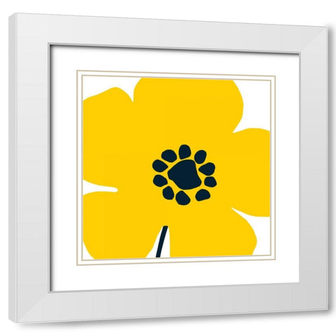 Pop Art Floral I Yellow White Modern Wood Framed Art Print with Double Matting by Wild Apple Portfolio