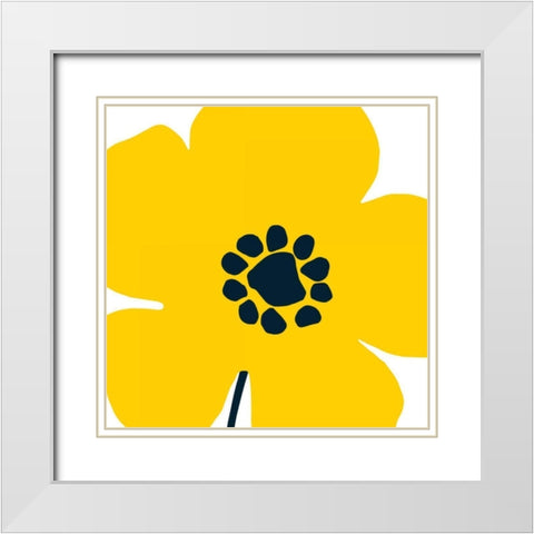 Pop Art Floral I Yellow White Modern Wood Framed Art Print with Double Matting by Wild Apple Portfolio