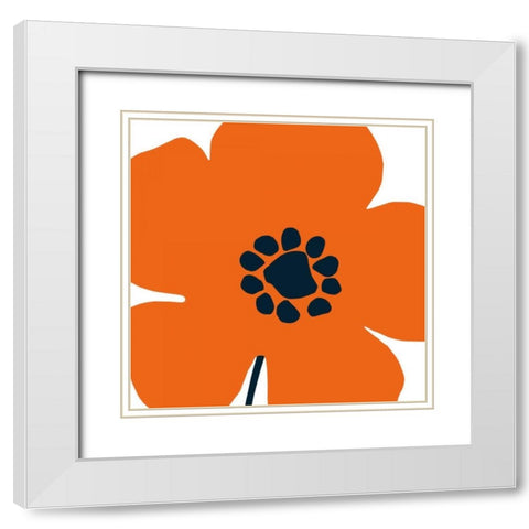 Pop Art Floral I Orange White Modern Wood Framed Art Print with Double Matting by Wild Apple Portfolio
