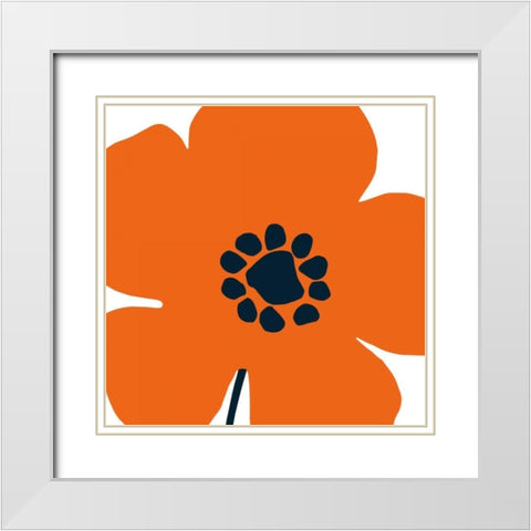 Pop Art Floral I Orange White Modern Wood Framed Art Print with Double Matting by Wild Apple Portfolio