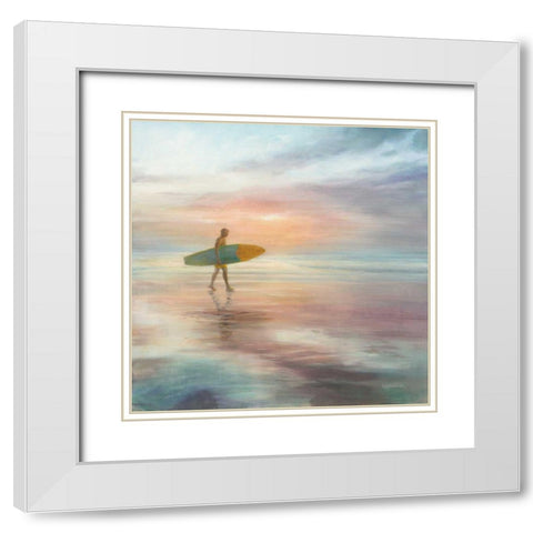Surfside White Modern Wood Framed Art Print with Double Matting by Nai, Danhui