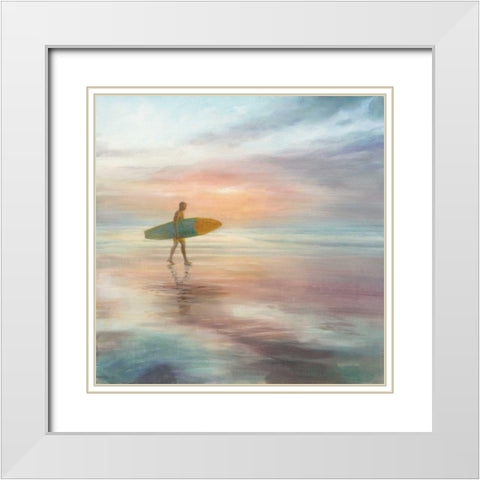 Surfside White Modern Wood Framed Art Print with Double Matting by Nai, Danhui
