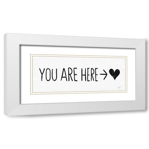 You Are Here BW White Modern Wood Framed Art Print with Double Matting by Mullan, Michael