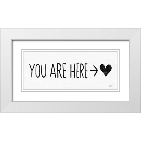 You Are Here BW White Modern Wood Framed Art Print with Double Matting by Mullan, Michael
