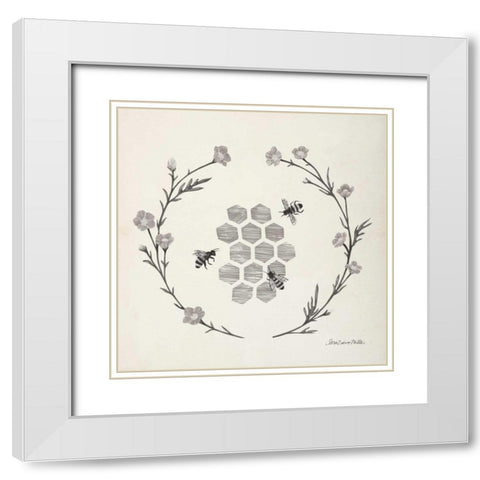 Happy to Bee Home III Neutral White Modern Wood Framed Art Print with Double Matting by Miller, Sara Zieve
