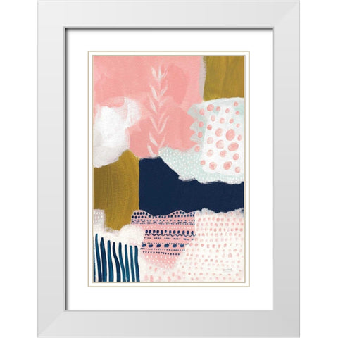 Tribal Study Coral White Modern Wood Framed Art Print with Double Matting by Mack, Lynn