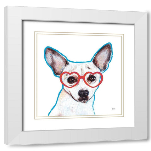 Bespectacled Pet I White Modern Wood Framed Art Print with Double Matting by Averinos, Melissa