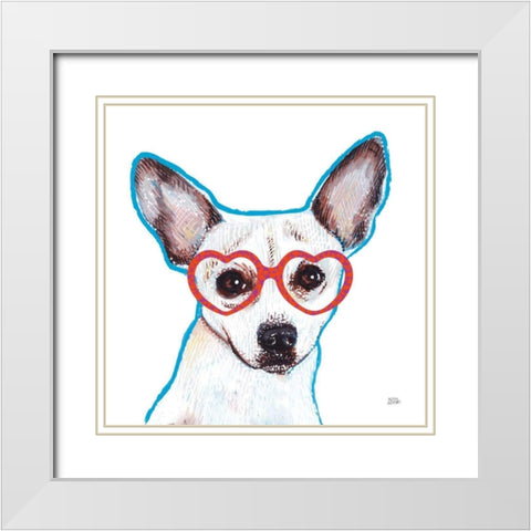 Bespectacled Pet I White Modern Wood Framed Art Print with Double Matting by Averinos, Melissa